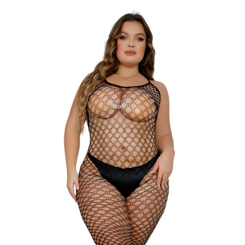 Bodystocking Lace Plus Size s otvoreným chrbtom