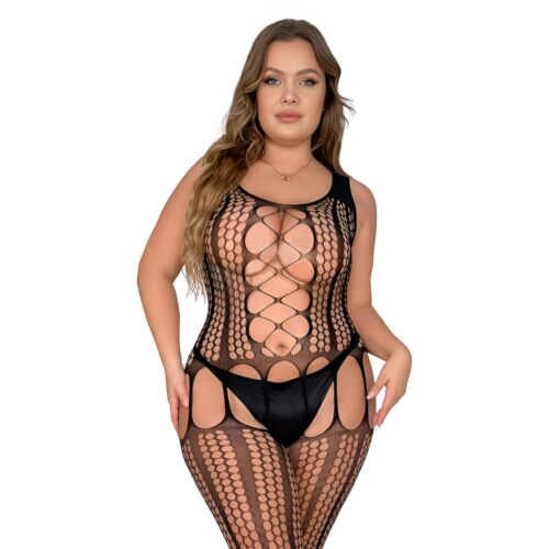 Bodystocking Lace LJ Plus Size s otvorenou medzi