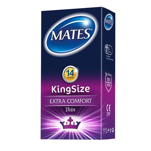 Kondómy Mates King Size 14 Pack s prirodzenou farbou
