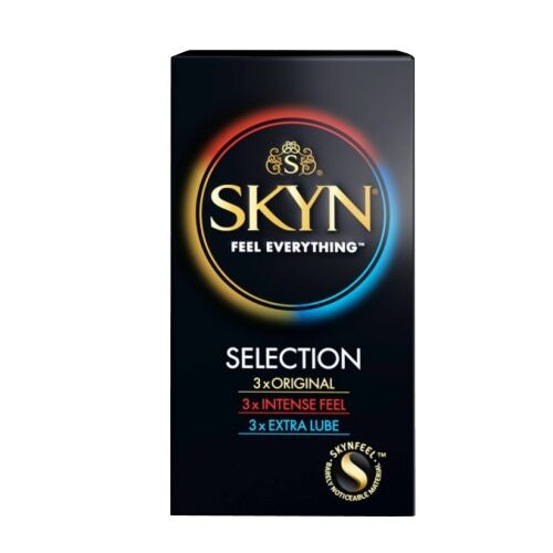 Kondómy Mates SKYN Selection 9 Pack s rôznymi vlastnosťami