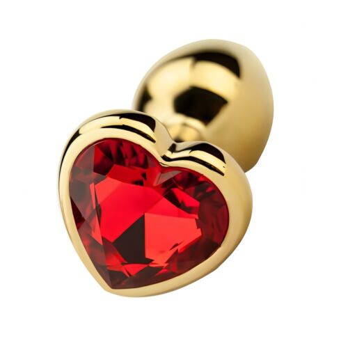 Butt Plug Precious Metals Heart Shaped with Jewelled Base Dorado