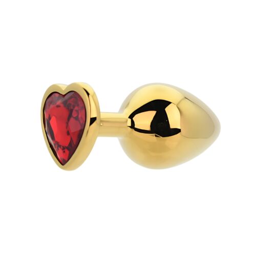 Analný kolík Toosh Heart Shaped Gold s červeným kameňom