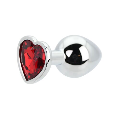 Plug Toosh Heart Shaped Silver s červeným kameňom