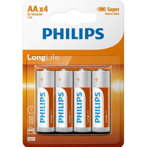 Baterie AA Philips R6 balenie 4 kusy