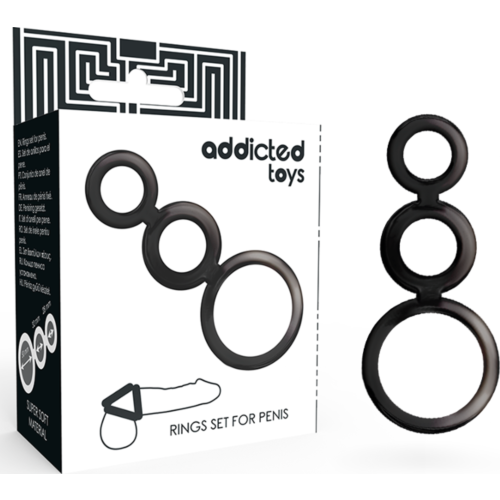 Krúžky na penis ADDICTED TOYS Sada Ahumado s 3 veľkosťami