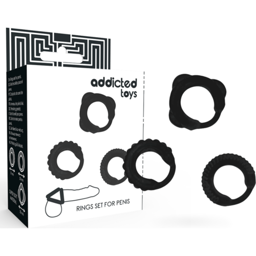 Krúžky na penis ADDICTED TOYS Set 3 s bezpečným nastavením