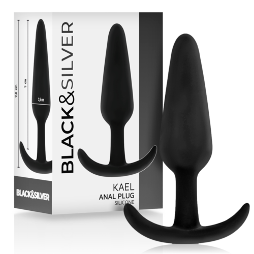 Análny plug BLACK&SILVER KAEL s prostredným držadlom