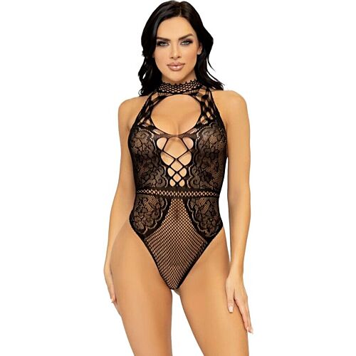 Body Leg Avenue s kvetinovou čipkou a otvorom