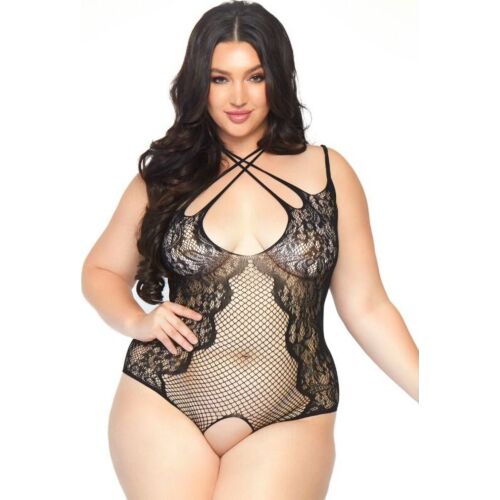 Body Leg Avenue 1X-2X s otvorom a krížovými popruhmi