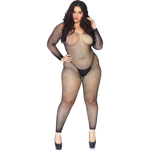 Bodystocking Leg Avenue 1X-2X s trblietkami
