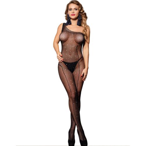 Bodystocking SUBBLIME 952037 s diamantmi a asymetrickým dizajnom