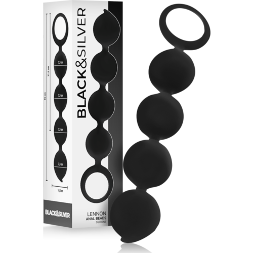 Análne koráliky BLACK&SILVER Lennon s 4 silikónovými guľami