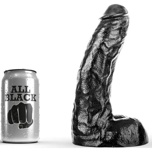 Dildo ALL BLACK 25,5 cm s pevným povrchom na análne a vaginálne hranie