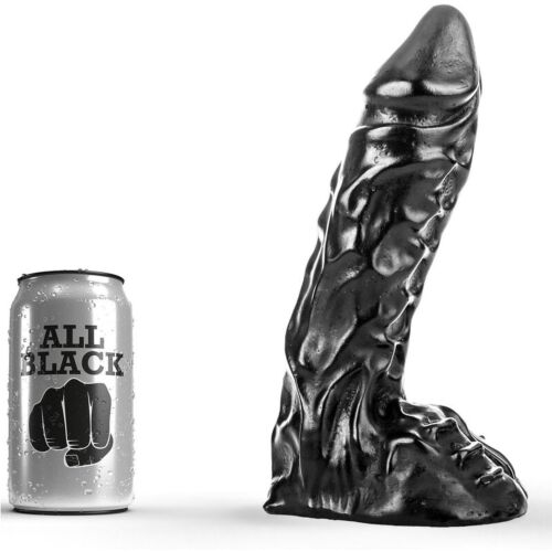 Dildo All Black 23 cm so zvýraznenými žilami