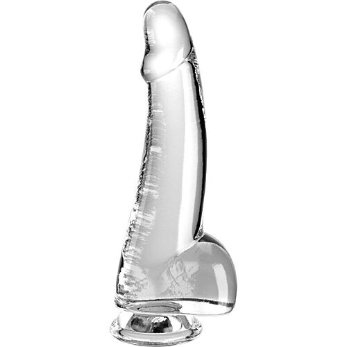 Dildo King Cock Clear 15,2 cm so základňou a sivičkami