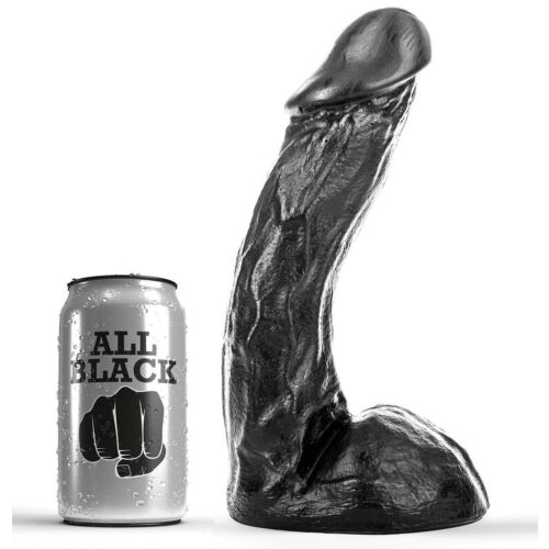 Dildo ALL BLACK 23 cm s príjemným dotykom