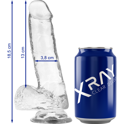 Dildo X RAY Clear 18.5 cm realista a transparentné