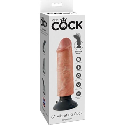 Dildo vibrátor King Cock 15,24 cm s realistickým vzhľadom