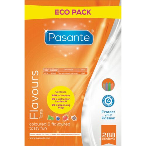 Kondómy Pasante Eco Pack 288 ks s príchuťami