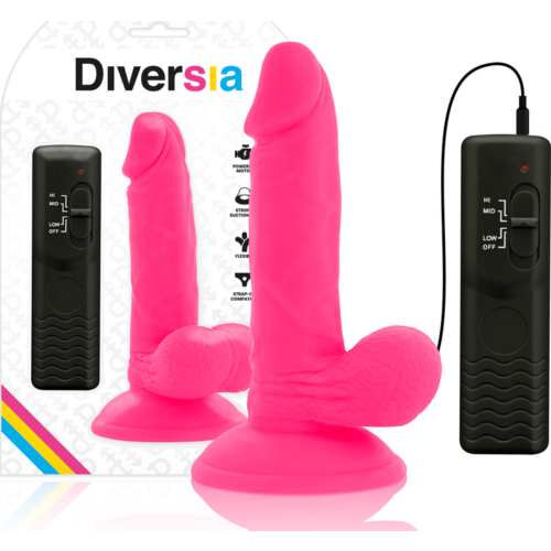 Dildo DIVERSIA 17 cm s vibráciou a pripojením