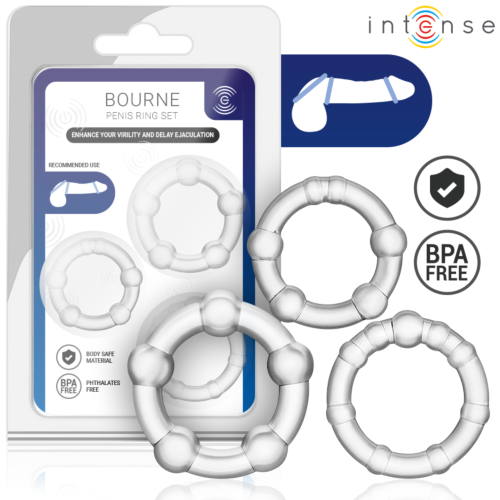 Krúžok INTENSE FOR HIM Set 3 penisu s ergonomickým dizajnom