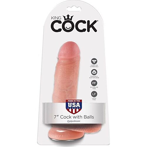 Dildo King Cock 7 cm s realistickým pocitom a testikulmi