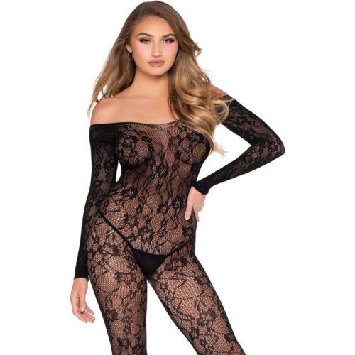 Bodystocking Leg Avenue 89366 s kvetinovým čipkovým dizajnom