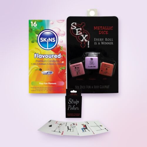 Vtipná darčeková súprava tajný Mikuláš s kartami Strip Poker a kondómami