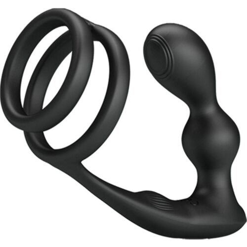 Krúžok na penis a análna zástrčka Pretty Love Marshall s ovládaním na diaľku