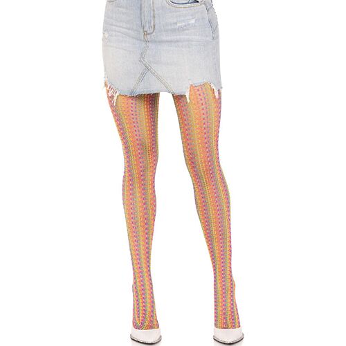 Pančuchy Leg Avenue Multicolor s dúhovým vzorom