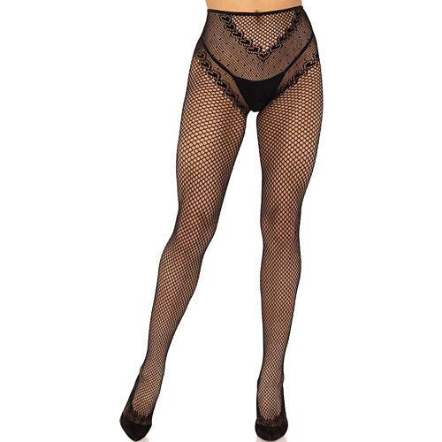 LEG AVENUE HOSIERY Pančuchy Crotchless Fishnet