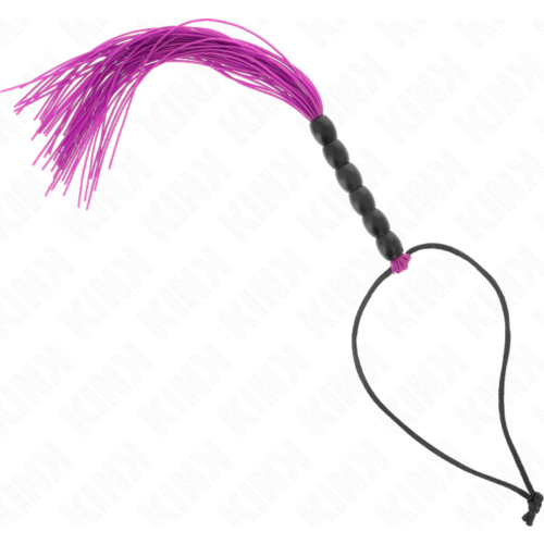 BDSM bič KINK - MINI SILICONE WHIP S 6 FIALOVÝMI KORÁLKAMI 26 CM