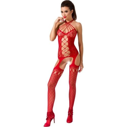 Bodystocking BS056 Dizajn z dýhovanej mriežky a čipky