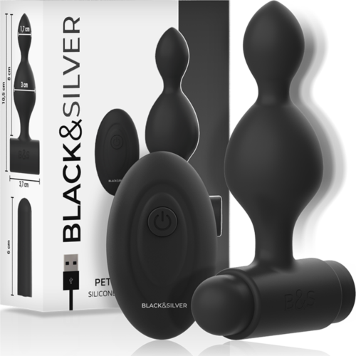 Anal Plug BLACK&SILVER Tucker s diaľkovým ovládaním