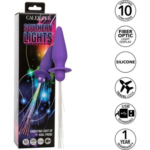 Plug anal CALEXOTICS Southern Lights s vibráciou a svetlami