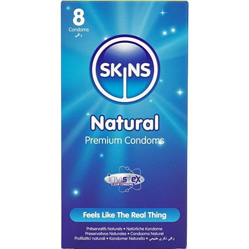 Kondómy Skins Natural 8-Pack s extra lubrikáciou