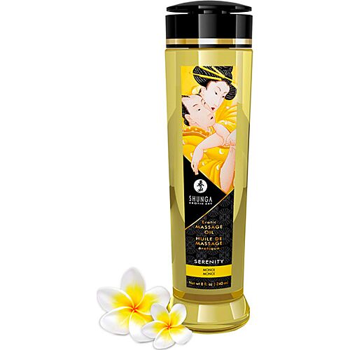 Masážny olej Shunga Serenity 240 ml s aromatizáciou Monoi