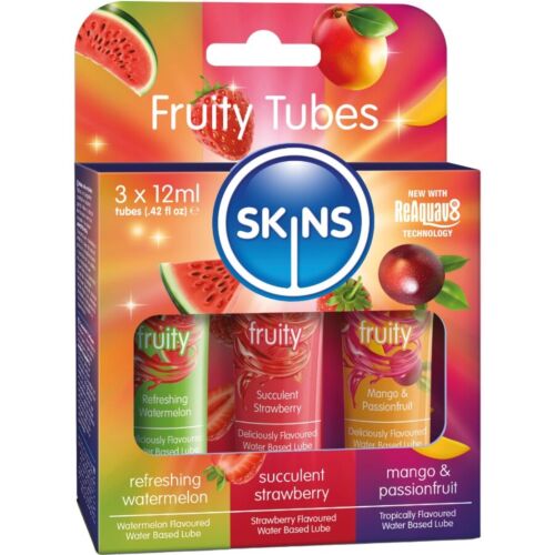 Lubrikanty SKINS Fruity Lubes Kit s príchuťami melón, jahoda a mango