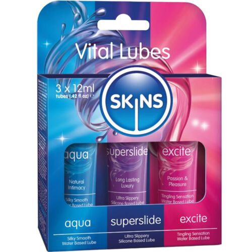 Kity lubrikantov SKINS VITAL LUBES AQUA, SUPERSLIDE & EXCITE