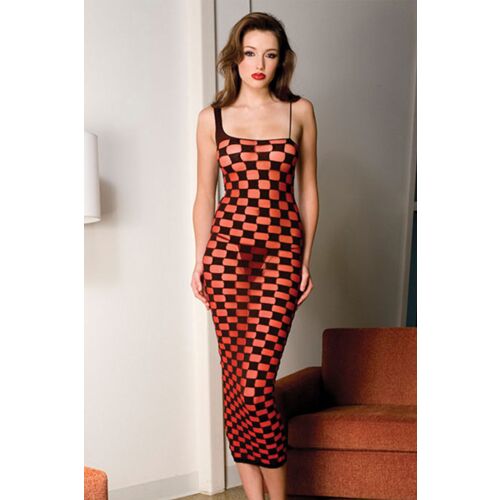 Dlhé šaty Music Legs s dizajnom štvorcov