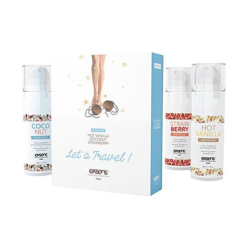 Olej na masáže Exsens Let's Travel s teplým efektom