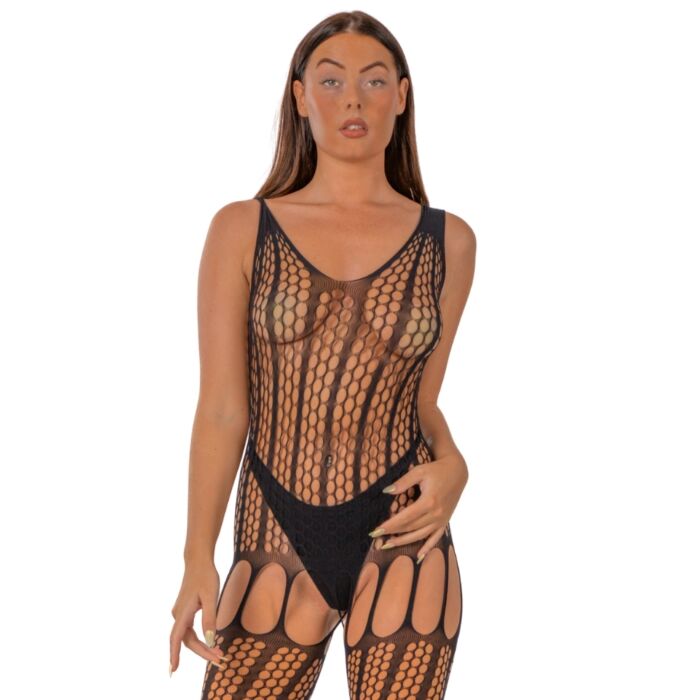 Bodystocking Lace by LJ s faux šnurovaním na zadnej strane Bodystocking Lace by LJ s faux šnurovaním na zadnej strane