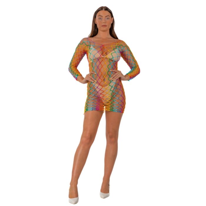 Lencería Sexy Lace Rainbow Mini Šaty s dlhým rukávom Lencería Sexy Lace Rainbow Mini Šaty s dlhým rukávom
