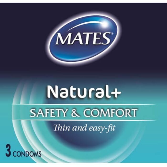 Kondómy Mates Natural 3 Pack s lubrikantom a rezervoárom Kondómy Mates Natural 3 Pack s lubrikantom a rezervoárom