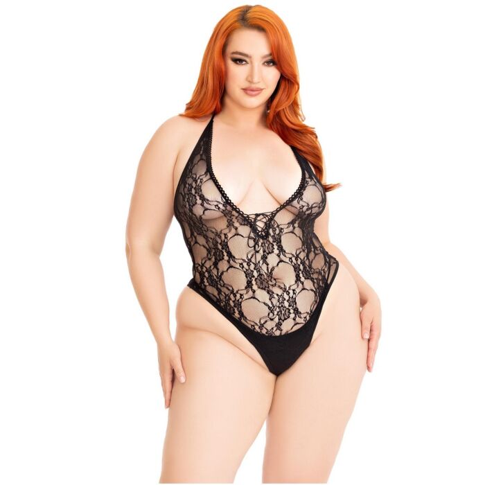 Teddy Leg Avenue Floral Lace Deep-V s nastaviteľnými ramienkami Teddy Leg Avenue Floral Lace Deep-V s nastaviteľnými ramienkami