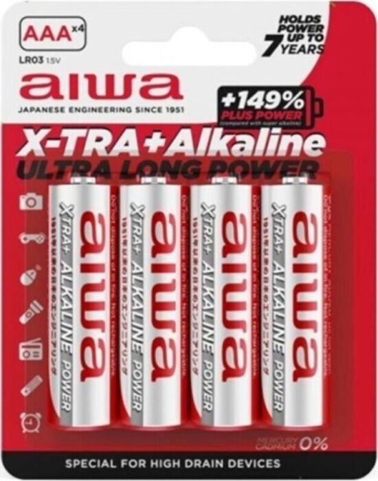 AIWA - X-TRA ALKALINE PILA ALCALINA AAA LR03 BLISTER*4