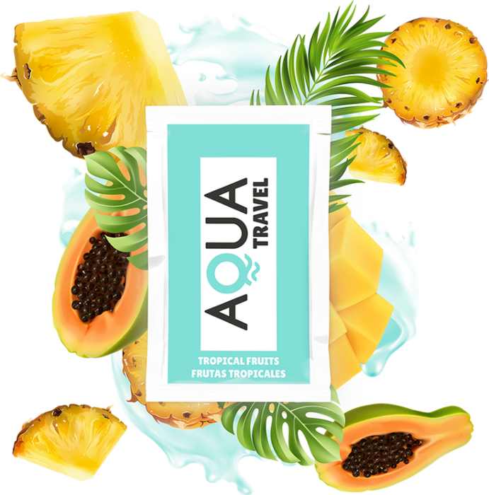 Aqua Travel - Lubricante base agua sabor frutas tropicales 6 ml - Sex Shop