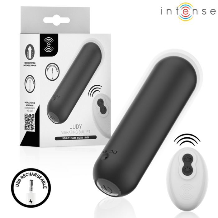 INTENSE - JUDY RECHARGEABLE VIBRATING BULLET WITH REMOTE CONTROL BLACK INTENSE - JUDY RECHARGEABLE VIBRATING BULLET WITH REMOTE CONTROL BLACK