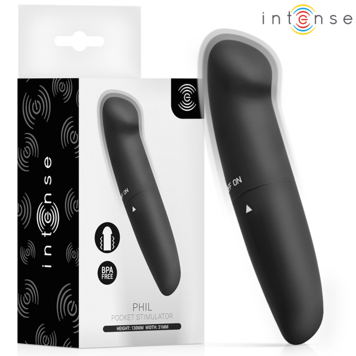 Vibrátor INTENSE FUN TOYS PHIL na bod G, čierny 13 cm
