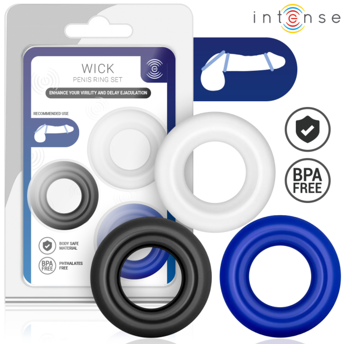 INTENSE - WICK SET OF 3 PENIS RINGS VARIOUS COLORS INTENSE - WICK SET OF 3 PENIS RINGS VARIOUS COLORS